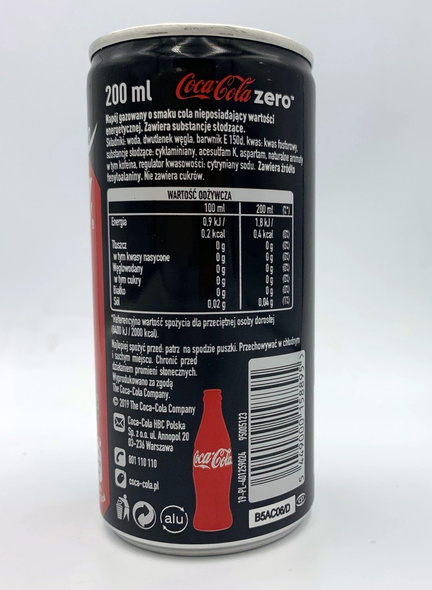  Coca Cola Zero 200 ml CAN SLEEK Summer 2019