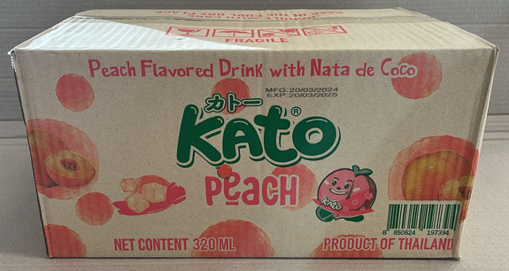 KATO DRINK WITH COCONUT JELLY PIECES NATA DE COCO 320 ML Peach