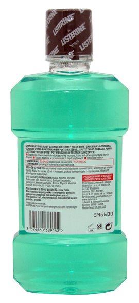 Listerine Fresh Burst 500 ml. Liquid mouthwash.