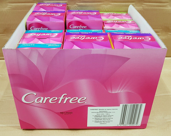 Carefree Aloe 3D Comfort 3x32szt  Pantyliners & Normal Cotton 3D Comfort 5 x 34szt & Fresh Scent Large Plus 4x28szt