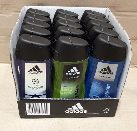 Adidas Pure Game 250 ml Shower Gel & Adidas After Sport 250 ml Shower Gel & Adidas Arena Edition 250 ml Shower Gel 