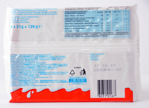 Kinder Chocolate Maxi T6 6x21 g = 126g 