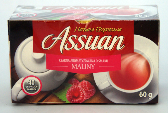 Assuan Herbata ekspresowa czarna aronatyzowana o smaku maliny 40 torebek 60g