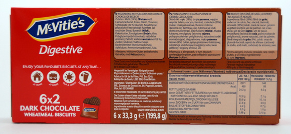 MsVitie's Digestive Dark Chocolate Wheatmeal Biscuits 6x33,3g (199,8g) 