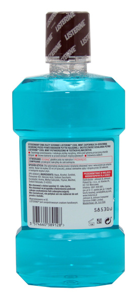 Listerine Cool Mint 500 ml. Liquid mouthwash.