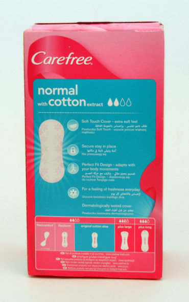 Carefree Aloe 3D Comfort 3x32szt  Pantyliners & Normal Cotton 3D Comfort 5 x 34szt & Fresh Scent Large Plus 4x28szt