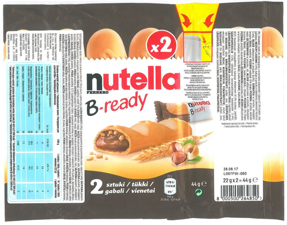 Nutella B-ready  22gx2=44 g 