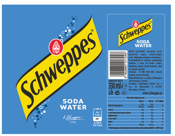 Schweppes Soda Water CAN 330 ml