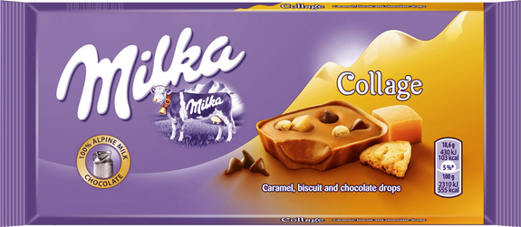 Milka Collage Caramel, biscuit and chocolate drops  93 g