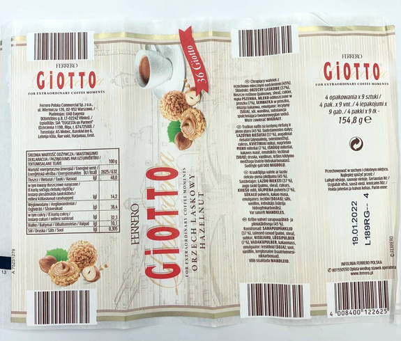 Ferrero Giotto Hazelnut 154,8g 