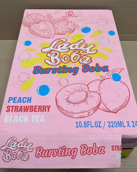 Bubble Tea Lady Boba Peach Strawberry Black Tea  320 ml