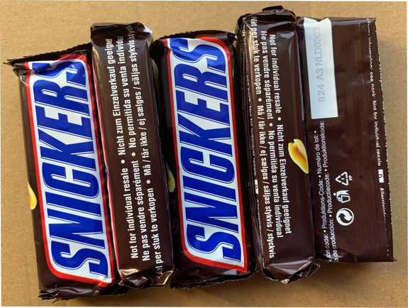 Display: Snickers (5x50g)=250g x11pcs & Twix 5x(2x25g) =250g x6pcs & Mars (5x45g) = 225gx6pcs & Milky Way (9x21,5g)=193,5gx11pcs