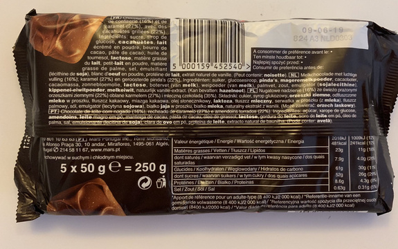 Display: Snickers (5x50g)=250g x11pcs & Twix 5x(2x25g) =250g x6pcs & Mars (5x45g) = 225gx6pcs & Milky Way (9x21,5g)=193,5gx11pcs