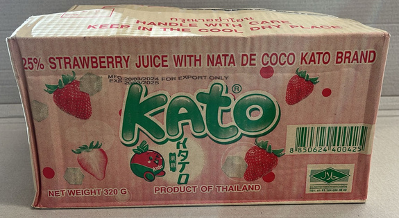 KATO DRINK WITH COCONUT JELLY PIECES NATA DE COCO 320 ML Strawberry