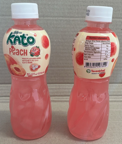 KATO DRINK WITH COCONUT JELLY PIECES NATA DE COCO 320 ML Peach