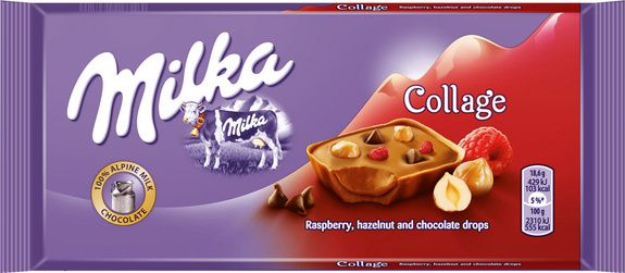 Milka Collage Raspberry,hazelnut and chocolate drops 93 g