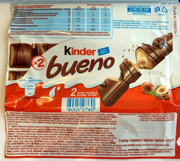 Kinder Bueno 3 pack (3x43g=129g) 