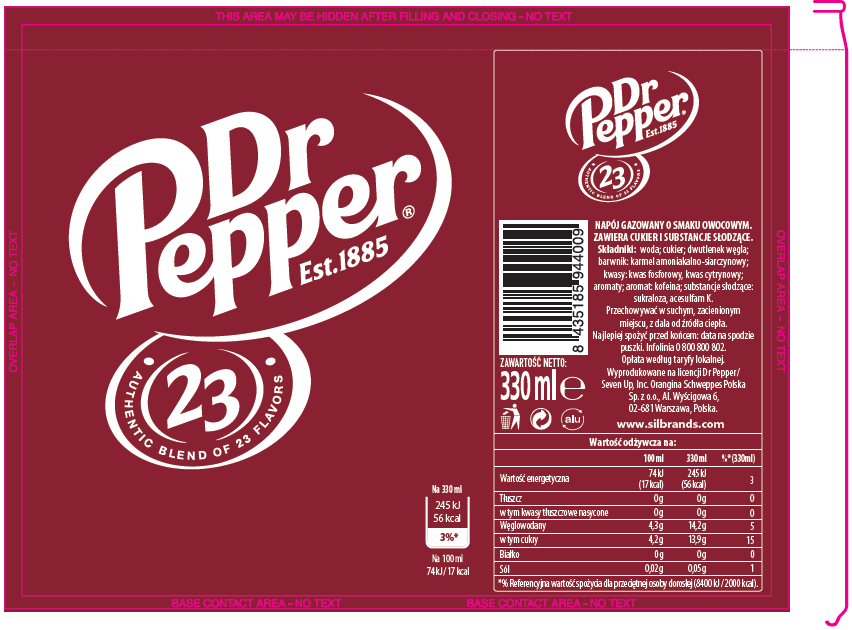 Dr Pepper Regular CAN 330 ml SLEEK