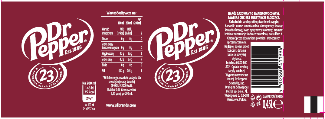 Dr Pepper Regular PET 0,45 L